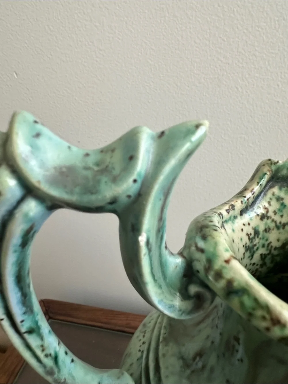 Vintage Arnold Green Speckled Ceramic Pitcher Vase